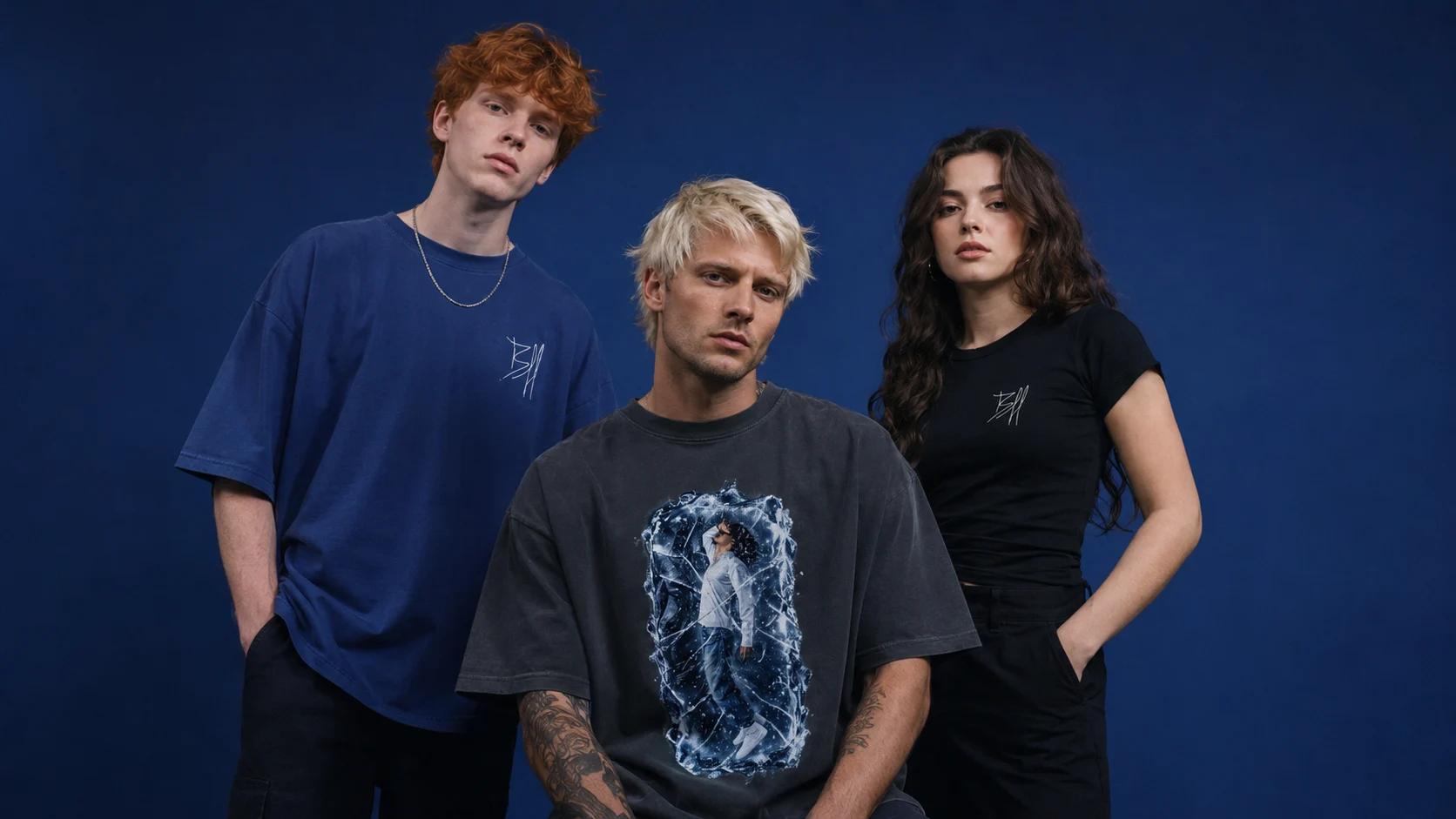 Modelos vestindo peças da coleção oficial de Bryan Haller